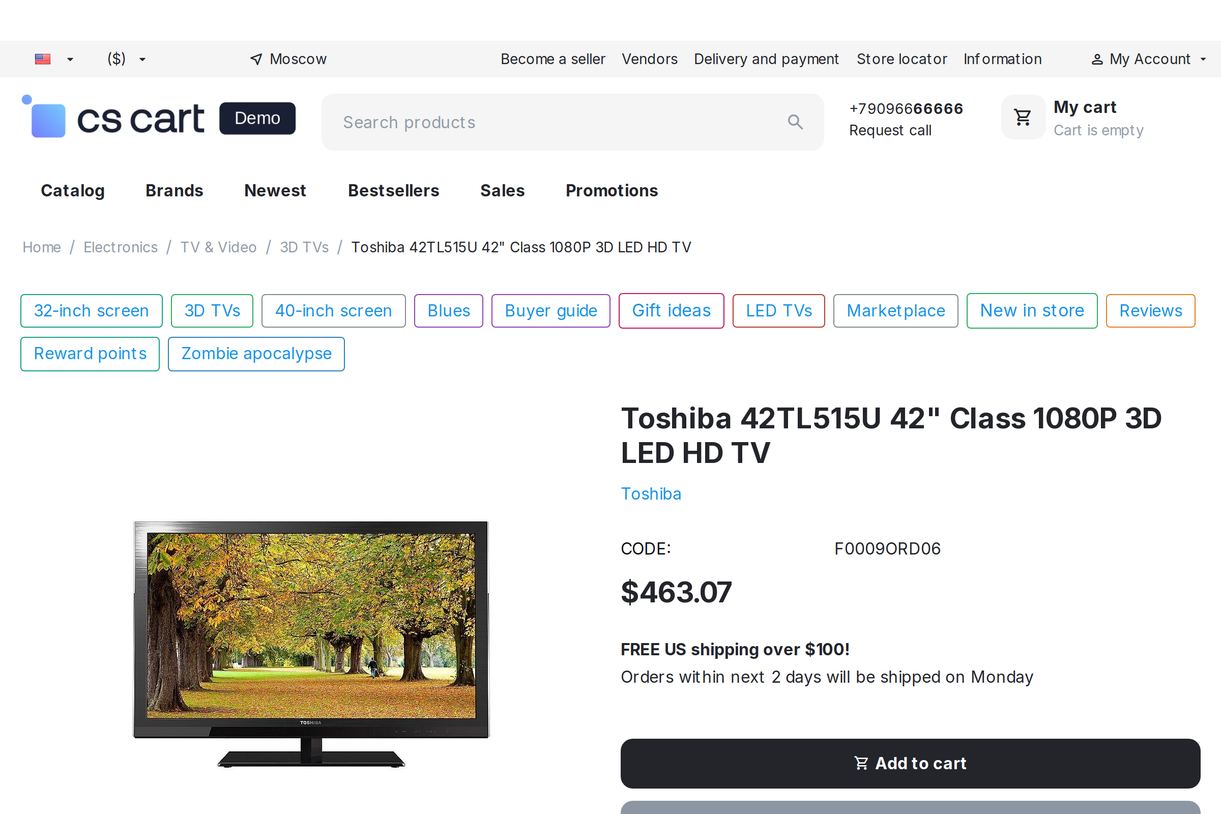 Tag block on a product page