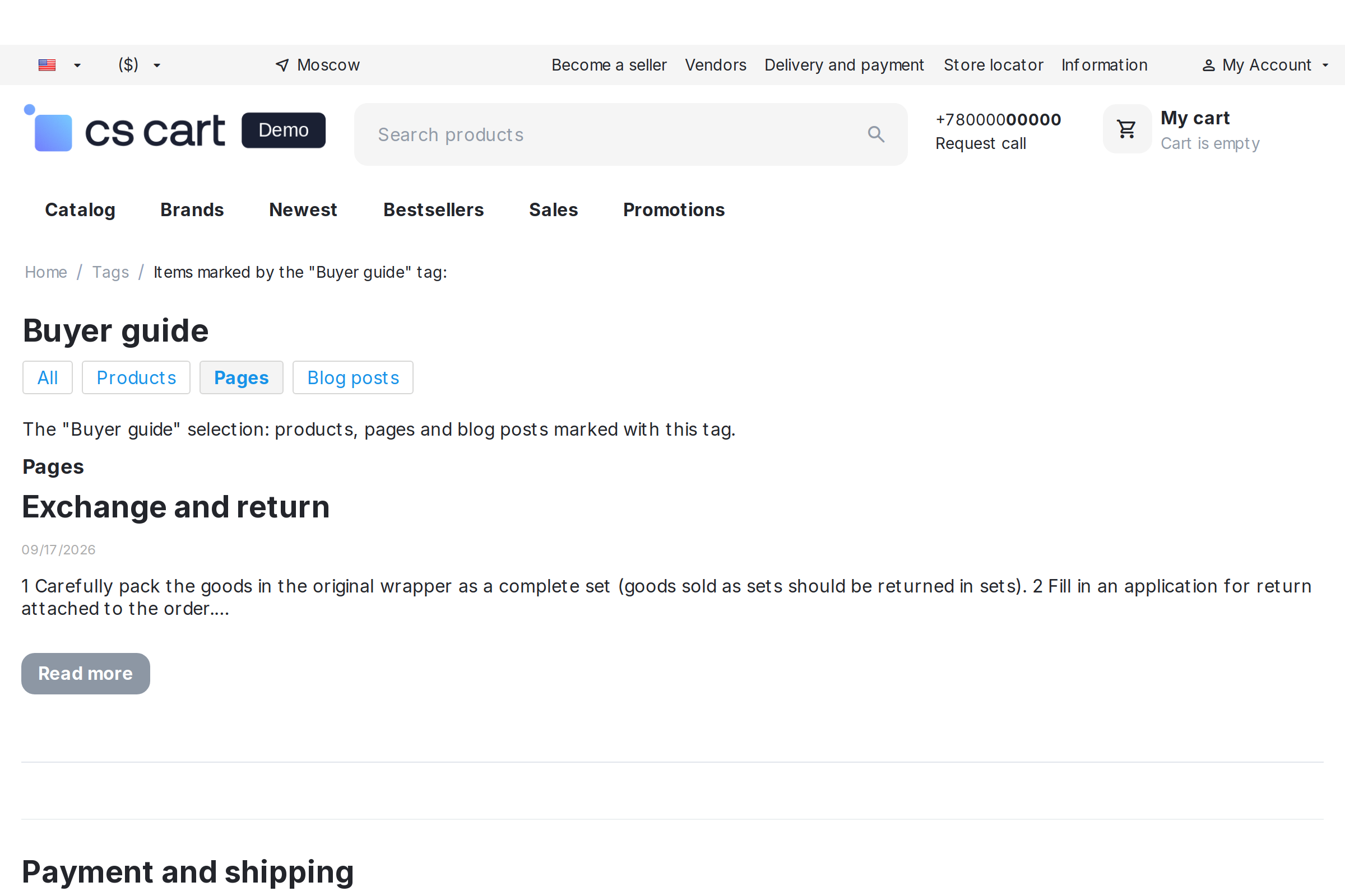 Type switcher on a tag page