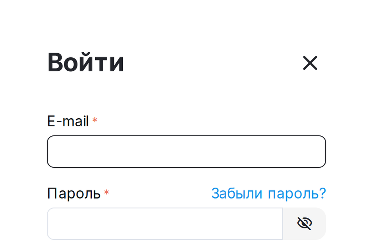 Всплывающее окно входа: кнопка стоит и в нём, а не только на отдельной странице.