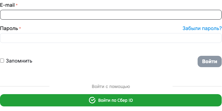 Кнопка «Войти по Сбер ID» на странице входа